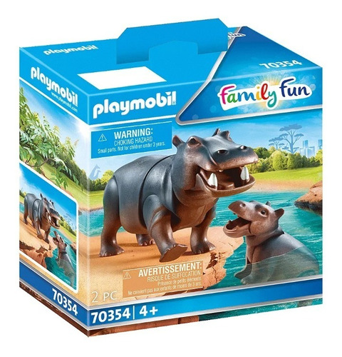 Figuras Para Armar Playmobil  Hipopótamo Con Bebé 70354