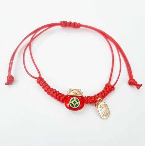 Pulsera De La Suerte Gatito Maneki-neko Protección 890 Ro 