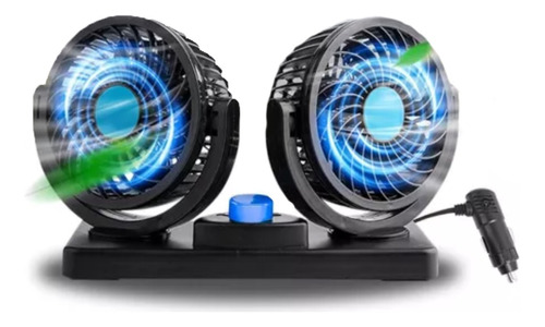 Ventilador Doble Portatil Para Carros 12v Rotación 360