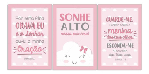 Placas Decoração  Infantil Quarto Bebê Nuvem Sonhe Alto