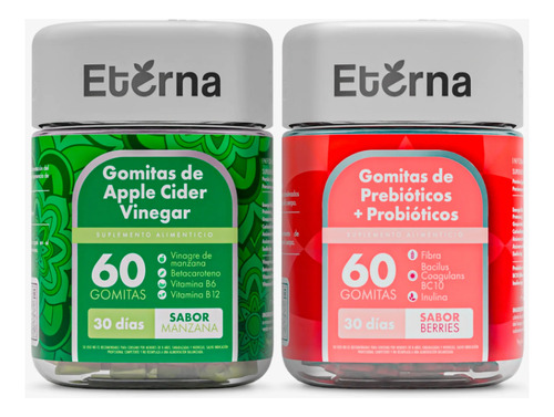 Pack Detox Gomitas Vinagre Manzana + Probiótico + Prebiótico