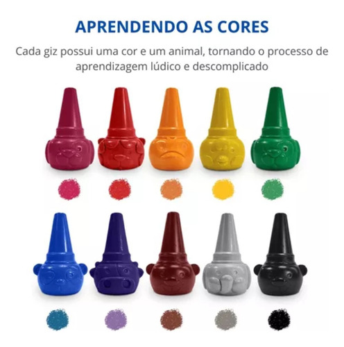 Giz De Cera Encaixa No Dedo Colorjoy 10 Cores Leo&leo
