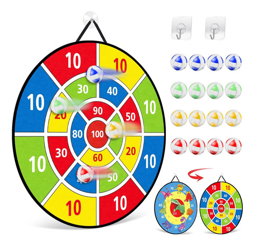Tomyou 26 Diana De Dardos Para Niños Con 16 Bolas Adhesivas, Blanco.