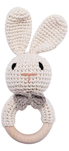 Sonajero De Madera Para Bebé Lovely Crochet Bunny Ring Sonaj