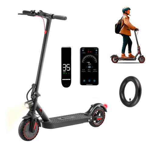 Scooter Eléctrico E9 Max Scooters Plegable 35km/h 720w Color Gris claro/Rojo
