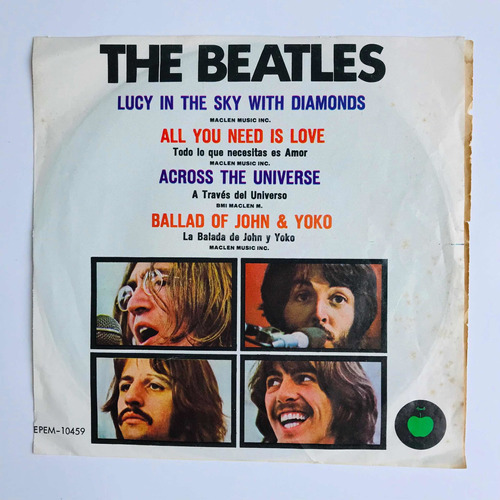 Disco De Vinilo De The Beatles/ Lucy In The Sky Ep 7 33rpm