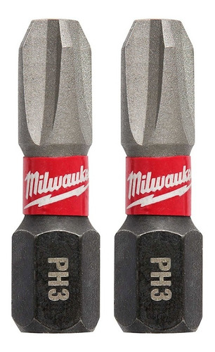 2 Puntas Ph3 X 25mm Impacto 48-32-4413 Milwaukee Schockwave