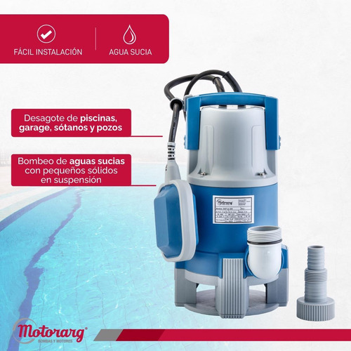 Imagen 4 de 12 de Bomba Desagote Motorarg Sapas 0.5hp Agua Sucia 400 Watts