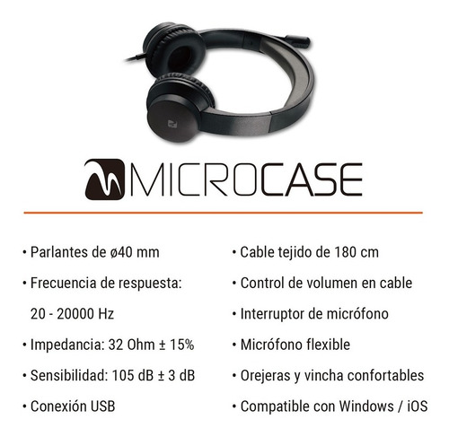 Imagen 7 de 7 de Auricular Headset Microcase Microfono Y Control De Volumen