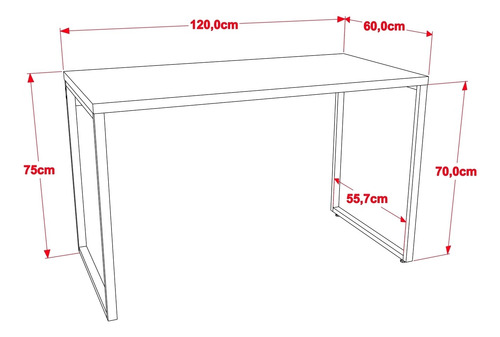 Imagem 5 de 5 de Mesa Para Escritório Office Estilo Industrial 1,20m Kuadra