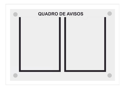 Quadro De Aviso E Gestão Com 2 Displays A4 De Acrílico Preto