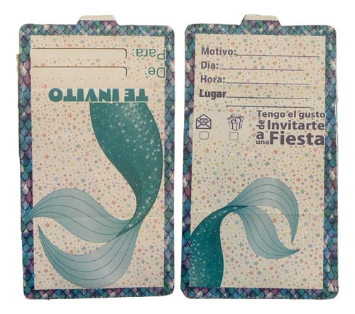 Tarjetas Invitacion Fiesta Piñata Cola Sirena Sirenita  12un