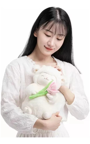 Corderito Con Tulipan Cordero Peluche Felpa Calidad A1 Kawai