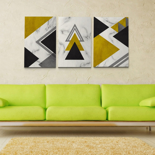 Placas Quadros Decorativo Escandinavo Abstrato Amarelo 40x56