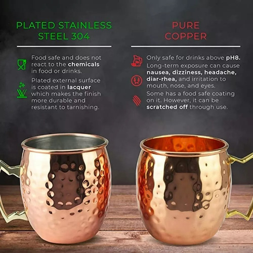 Set 3 Vasos Jarras Mug Cobre Premium Coctel Tragos Barra Bar