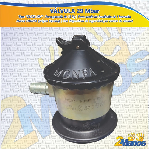 Imagen 2 de 9 de Válvula 29 Mbar Para Garrafa 13 Kg Nueva Monfa España Oferta