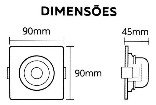Kit 10 Spot Embutir Direcionável Led 7w Quadrado Branco Frio