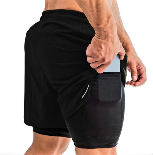 Imagen 2 de 4 de Shorts Con Calza Gdo Workout Ciclista Running Reflectivo Gym