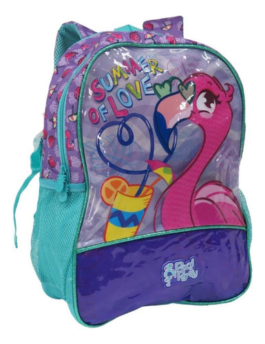 Mochila De Costas G Infantil Flamingo Clio Style - 3066 Cor Lilás C/ Verde Agua