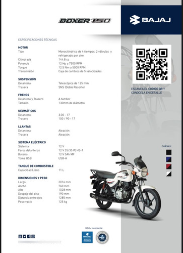 Bajaj Boxer 150 Patentada $1.221.000 (rouser 125 160)