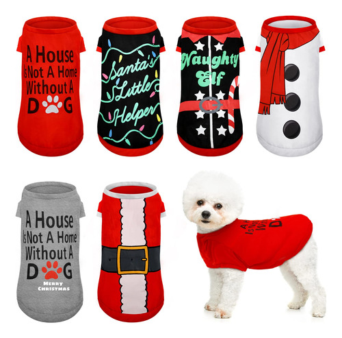 6 Piezas De Ropa De Navidad Para Perro, Camisa De Invierno .