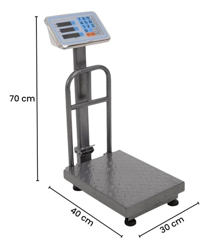 Bascula Electronica Comercial Industrial Digital 150 Kg 110v Gris Oscuro Resistente Plegable Alta Precisión Uso Rudo Pantalla LED Acero Inoxidable Mastil De Apoyo Recargable