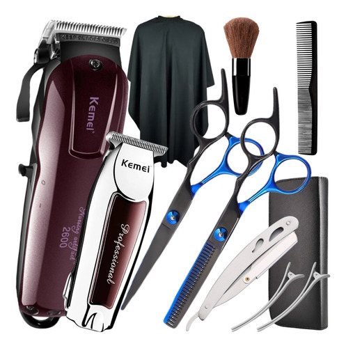 Kit Máquina Cortar Cabelo Com Kit Tesoura Profissional Capa