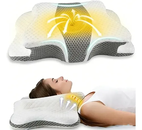 Aalmohada Cervical Ergonómica For Apnea White-gray Gt Czc2