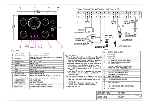 Tacómetro Del Panel De Instrumentos Del Barco, Nivel De Comb