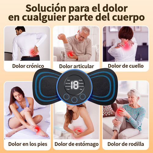 Vanance 8 Pcs Mini Masajeador Eléctrico Genérica Recargable Portátil Multifunción Masajeador Corporal Pare Hombro pies Y Rodilla Relaja Los Muscular Masajeador De Cuello Negro