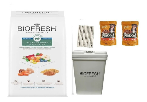 Biofresh Cachorro Raza Grande 15k+tacho+2 Salsa+envio Gratis