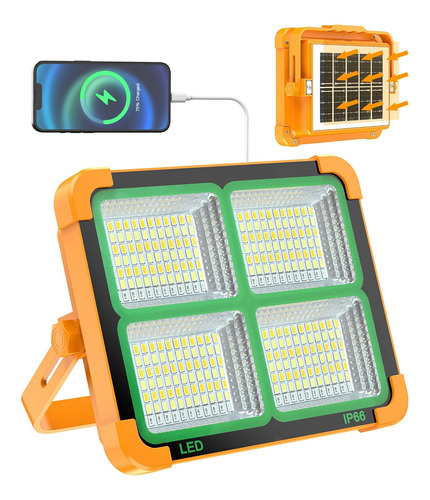 Luz Trabajo Led Recargable Solar Portatil 100 W Soporte 5