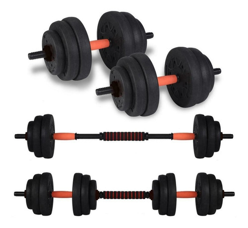 Imagen 2 de 3 de Juego Pesas De 20kg, 2 Mancuernas + 1 Extensión De Barra