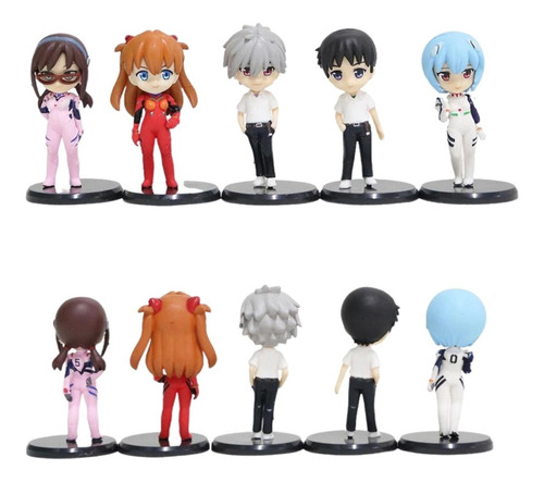 Set 5 Figuras Evangelion  Shinji Rei Asuka Kaworu Mari