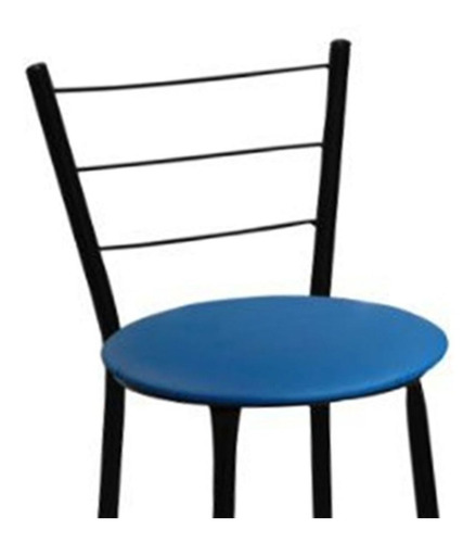 Imagem 3 de 5 de Banqueta Média Preta Com Encosto Para Cozinha Assento Azul