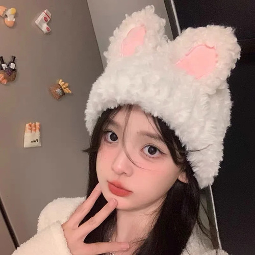 T Gorro De Peluche Con Orejas De Conejo Invierno Bufanda