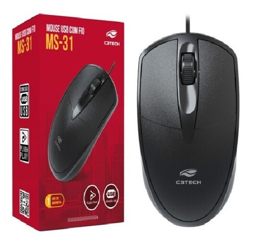 Mouse C3tech Usb Ms-31bk Preto