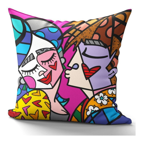 Imagem 2 de 4 de Kit 2 Capas De Almofada Romero Britto 40x40