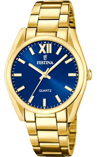 Reloj Mujer Festina Boyfriend Acero Dorado Azul 50m F20640.5
