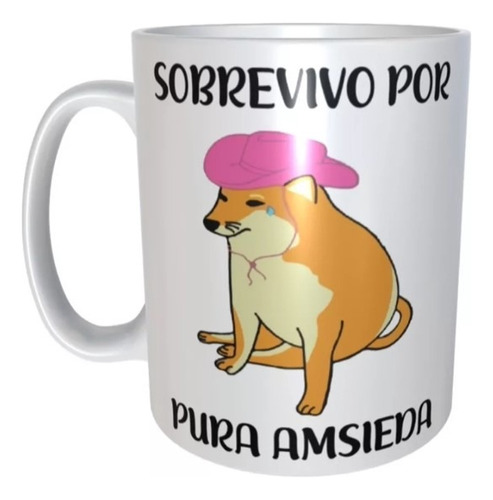 Taza  Perro Cheems Meme Sobrevivo Por Pura Amsiedad M2