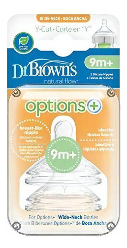Dr Brown's Options+ 2 Tetinas 9m+ Cereal Cuello Ancho
