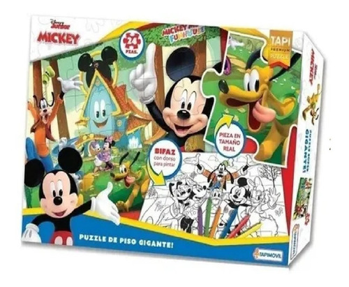 Imagen 2 de 5 de Puzzle X24 Pz Piso Gigante Mickey Colorear Tapimovil
