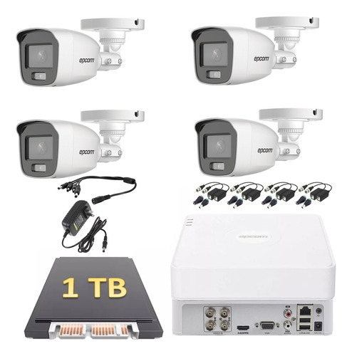 Kit Turbohd 2mp Dvr 4 Canales 4 Cámaras Colorvu 1tb Baluns