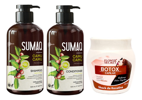 Shampoo Y Acondicionador Camu Camu + Crema Shock Keratina