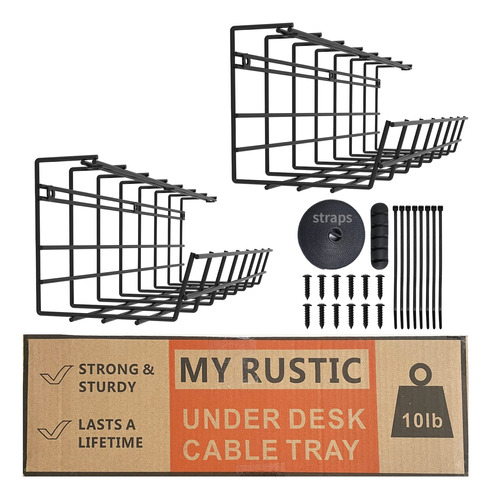 My Rustic Bandeja De Gestion De Cables Para Debajo Del Escri