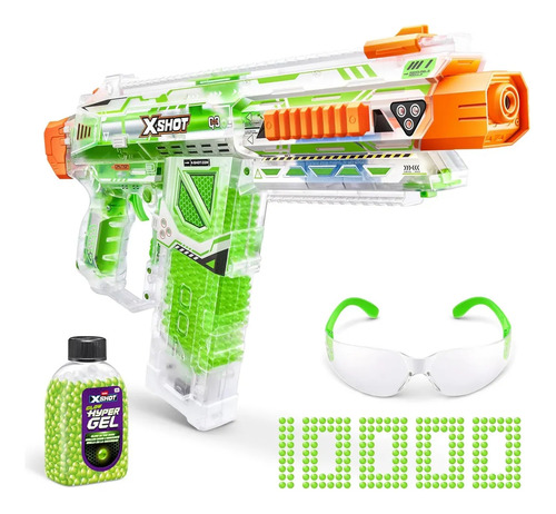 Lanzador De Bolitas De Hidrogel Brillan En La Oscuridad Glow Hypergel Zuru X-shot Con Gafas Protectoras + 10000 Municiones