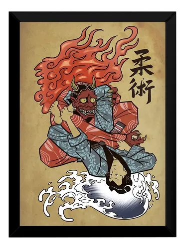 Quadro Jiu Jitsu Decoração Dojo Arte Japonesa Oni