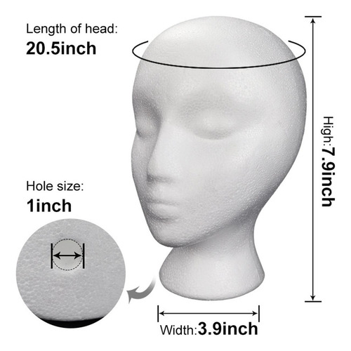 Cabeza De Peluca De Espuma, Sombrero Femenino, Gafas, Cabeza