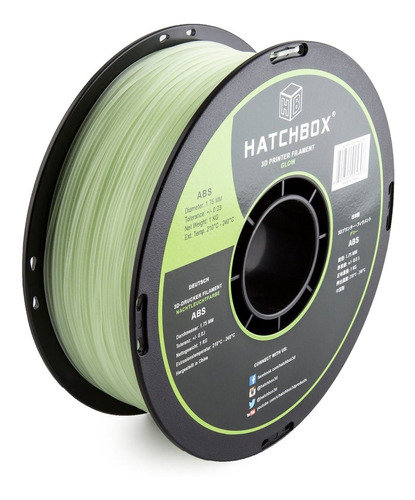Filamento 3D Hatchbox ABS de 1.75mm y 1kg glow in the dark