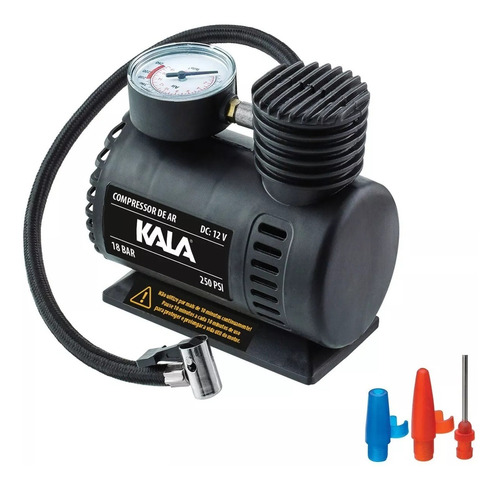 Compressor Portátil Automotivo 250psi 18bar 12v Kala 972940